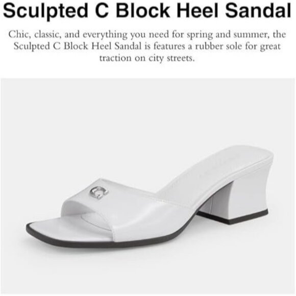 Coach Women's Optic White Sculpted C Block Heel Sandal Heeled Size 10 - Picture 2 of 4